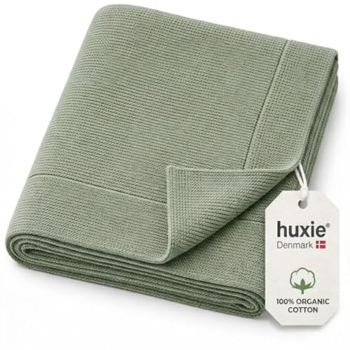 Image of 100% Organic Cotton Knit Receiving Baby Blanket for Newborns - Soft, Breathable Blanket for Crib & Stroller - Nursery Gift (Roman Green)