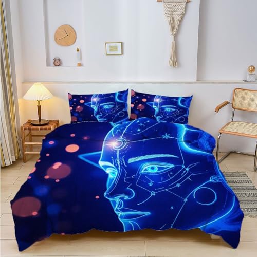 Housse de couette 220x240 maquillage bleu 3 pièces en microfibre de qualité - 3