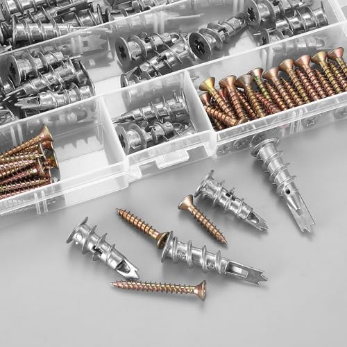 90 Pièces M4 Chevilles pour Plaques de Plâtre avec Vis Autoforeuse, Autoperceuses en Métal, Fixations Métalliques pour Cavités Béton Briques – vue 6