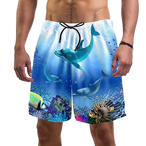 Short de bain dauphins homme avec doublure maille pour la natation