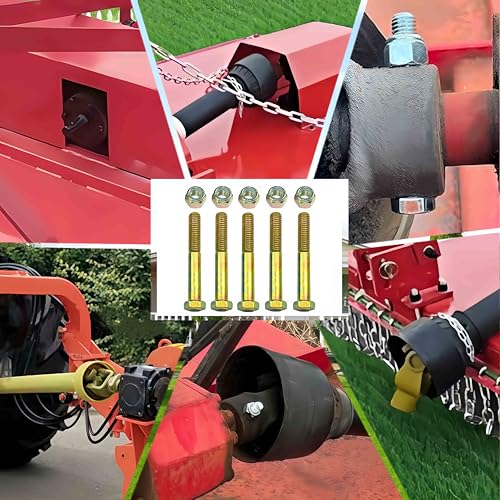 Image of Grade 2 Shear Bolts 1 /2 inch x 3-1 /2 inch for Rotary Cutter,Tractor Gearbox,by Color Galvanization with Nylon Lock Nut Kit,by Metalsuberg .(5pcs Pack)