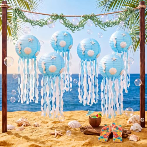 Décorations de fête d'anniversaire thème mer avec guirlandes à bulles et lanternes VioraWhite