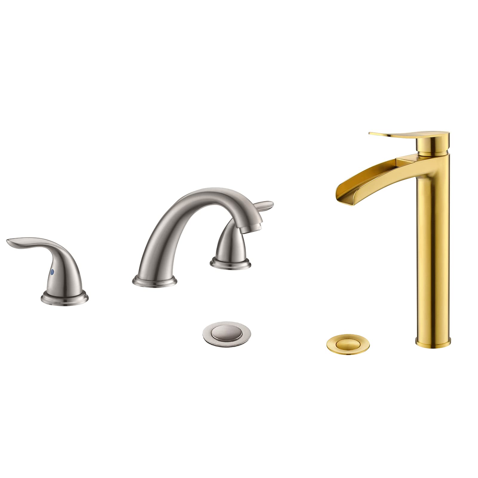 Nfusrxmbk Bathroom Faucet By, With Pop Up Drain, Wf008-5-Bn+Ns-Wf01-Bg-V