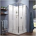 DreamLine Cornerview 36 in. D x 36 in. W x 76 3/4 in. H Framed Sliding Shower Enclosure in Chrome with White Base and Backwalls, DL-6150-01