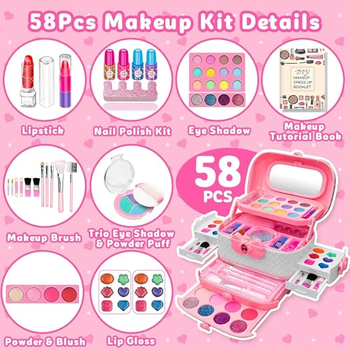 Image of Kidology Kids Makeup Kit for Girl, Unicorn Toys for Girl Real Washable Makeup Girls Princess Play Make Up Toys, Makeup Set for Age 3+ Year Old Christmas & Birthday Gift (Beauty Tote Makeup Set)