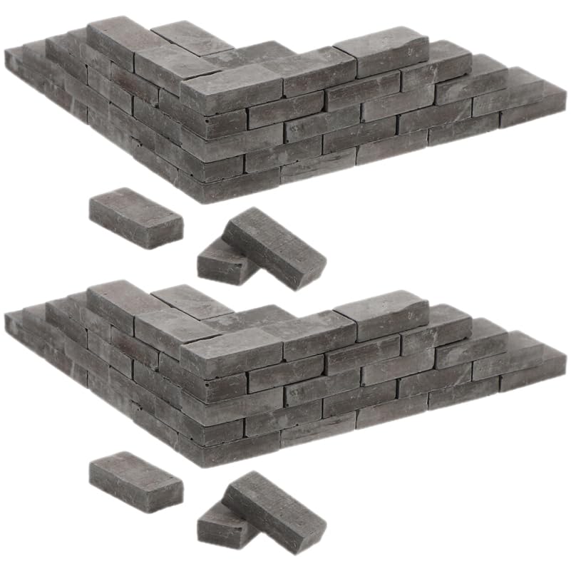 Warmhm 100 StüCk Realistische Mini-Ziegelmodelle Graue Bausteine Modelle FüR DIY-Puppenhaus-Gartenlandschaftsdekoration Und Bastelprojekte