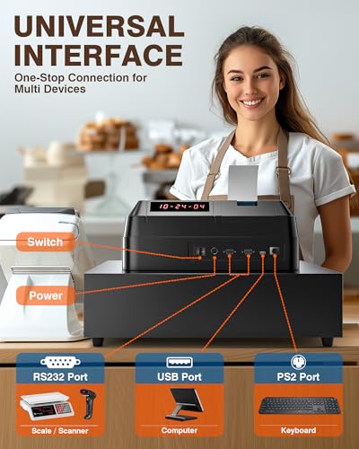 Image of PYY Cash Register for Small Businesses - Commercial Electronic Caja Registradora para Negocio with Black Large Lock Cash Drawer Box, 8 Digital Dual Display Retail System for Restaurant Supermarket