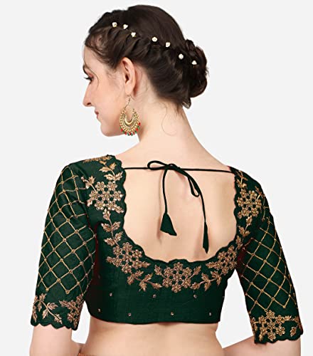 Image of Pujia Mills Women's Embroidery Handwork, Rough Cut Work Stone Work Readymade Blouse