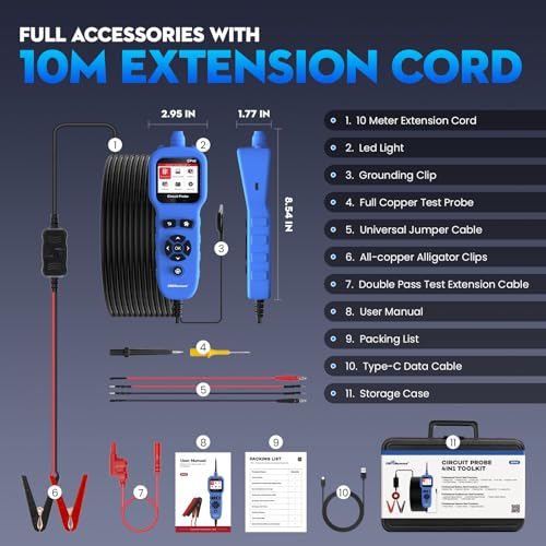 Image of Auto Circuit Probe Tester Kit All-in-One, 12 24V DC Multimeter Oscilloscope | Automotive Car Circuit Tester Digital Fuel Injector Battery Tester, Short Circuit Finder Resistance Relay Diode Fuse Tester