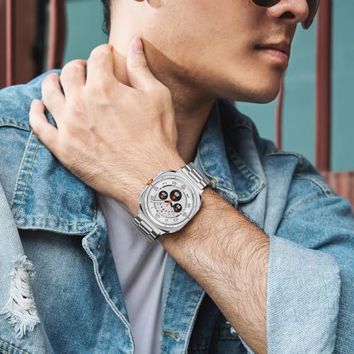 Image of Anlinser No Gap Bands Compatible with Samsung Galaxy Watch Ultra 7 /6 /5 /4 /FE Band 44mm 40mm /Watch 6 Classic Band 47mm 43mm /Watch 5 Pro 45mm /Watch 4 Classic, 20mm 22mm Metal Strap for Women Men