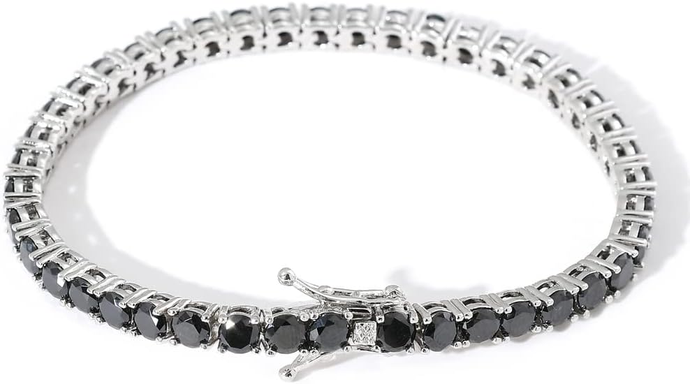 Sparkling Black Cubic Zirconia 4mm Round Cut CZ Women's Tennis Bracelet for Men