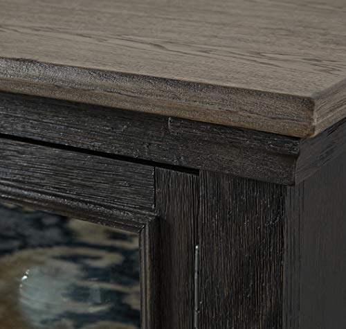 Image of Signature Design by Ashley Tyler Creek Farmhouse TV Stand Fits TVs up to 72 inch, 4 Glass Doors, 3 Adjustable Storage Shelves, Dark Gray