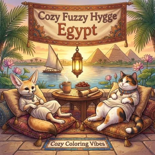 Cozy Fuzzy Hygge Egypt: Easy Fun Bold Line Cute Coloring Book for Adults | Ancient Pyramids, Nile River Evenings, Desert Retreats, Bazaar Lanterns & ... Fuzzy Hygge World Travel for Stress Relief)