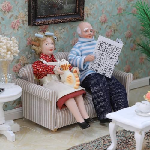 iland Dollhouse People for 1 12 Scale Accessories Miniature 6 inch Dolls for Doll House Little People Figures Mini Dollhouse Family Set Porcelain...