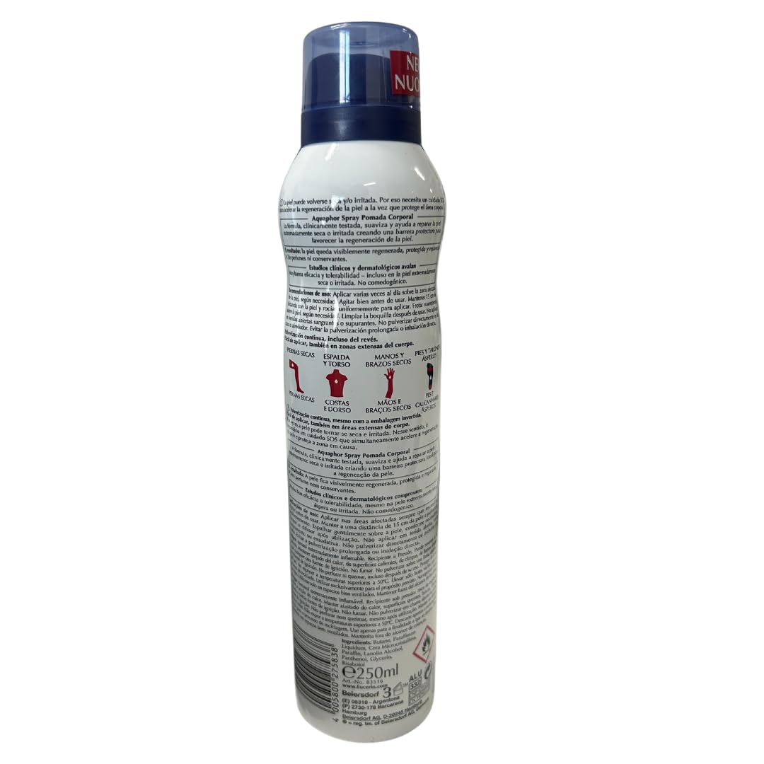 Eucerin Aquaphor Protect & Repair Spray pflegt sehr trockene und rissige Haut, 250 ml Solución