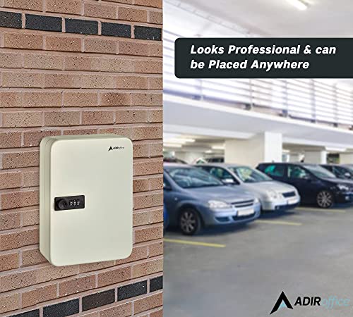 Adiroffice Key Steel Security Cabinet Box - 48 Keys Capacity - Combination Lock (White) #TOP7