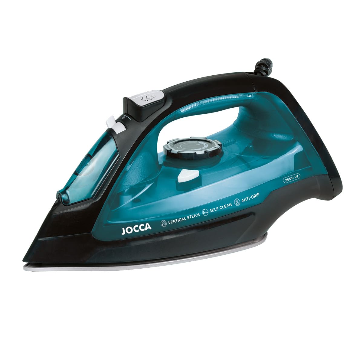 JOCCA - Plancha Ropa Vapor 2600W/ Regulador y Control de Temperatura/Vertical, Horizontal/Tanque 350ml/ Suela Cerámica