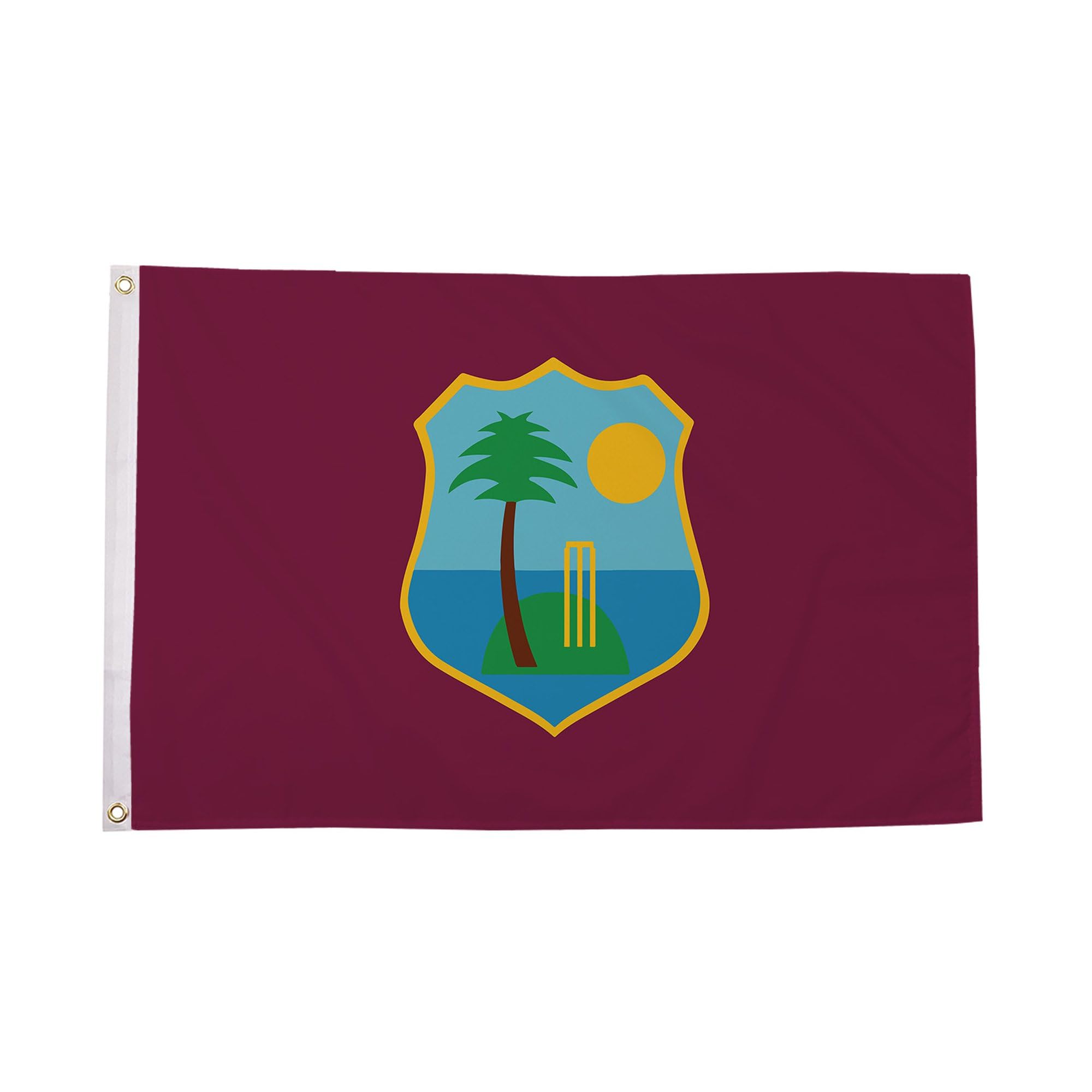 Flagtex West Indies Flag 5ft x 3ft Cricket Flag Maroon Yellow Green Stripes Palm Tree Premium Quality Polyester Double Stitched Brass Grommets 150cm x 90cm Indoor Outdoor Banner Display — image 1