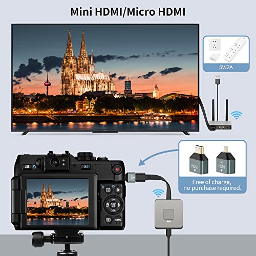 Image of Wireless HDMI Transmitter and Receiver 4K, Wireless HDMI Adapter Plug & Play 2.4 /5GHz Streaming Video /Audio from Laptop, PC to HDTV /Projector /Monitor