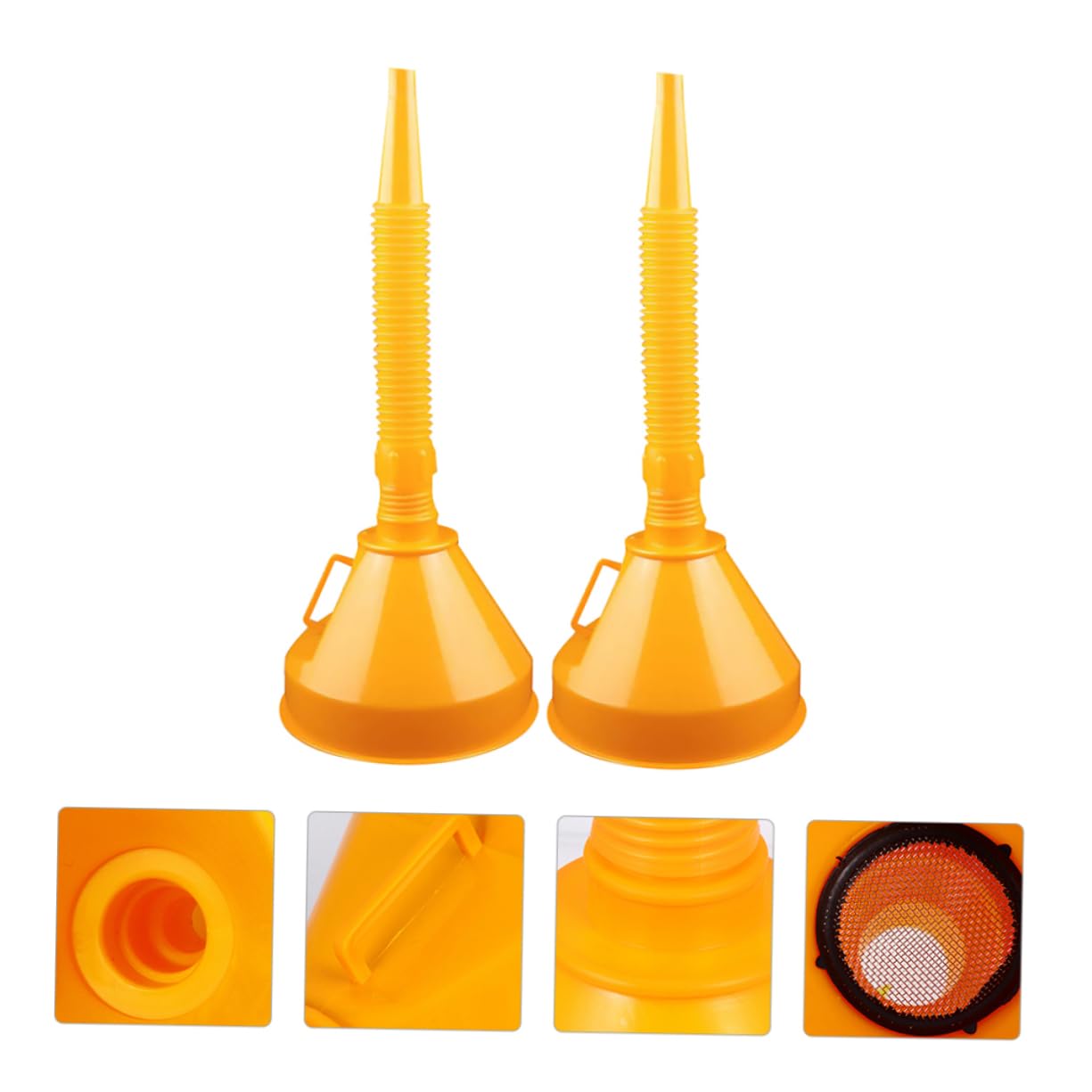 SOLUSTRE 4pezzi Imbuto Estensibile Per Carburante Per Auto e Design Antigoccia Con Bocca Larga Per Rifornimento Facile Sprechi Colore Arancione