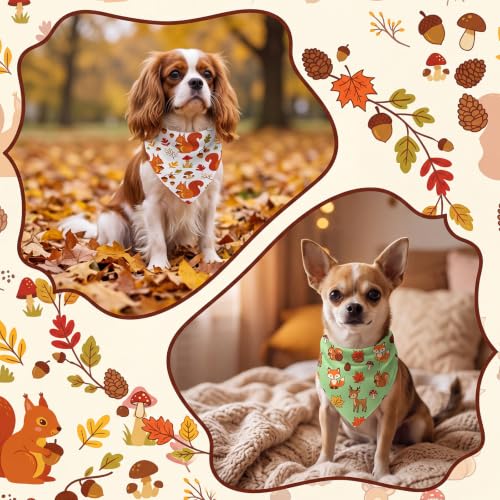 Image of Abbylike 50 Pcs Fall Dog Bandanas Bulk Autumn Leaf Pumpkin Acorn Mushroom