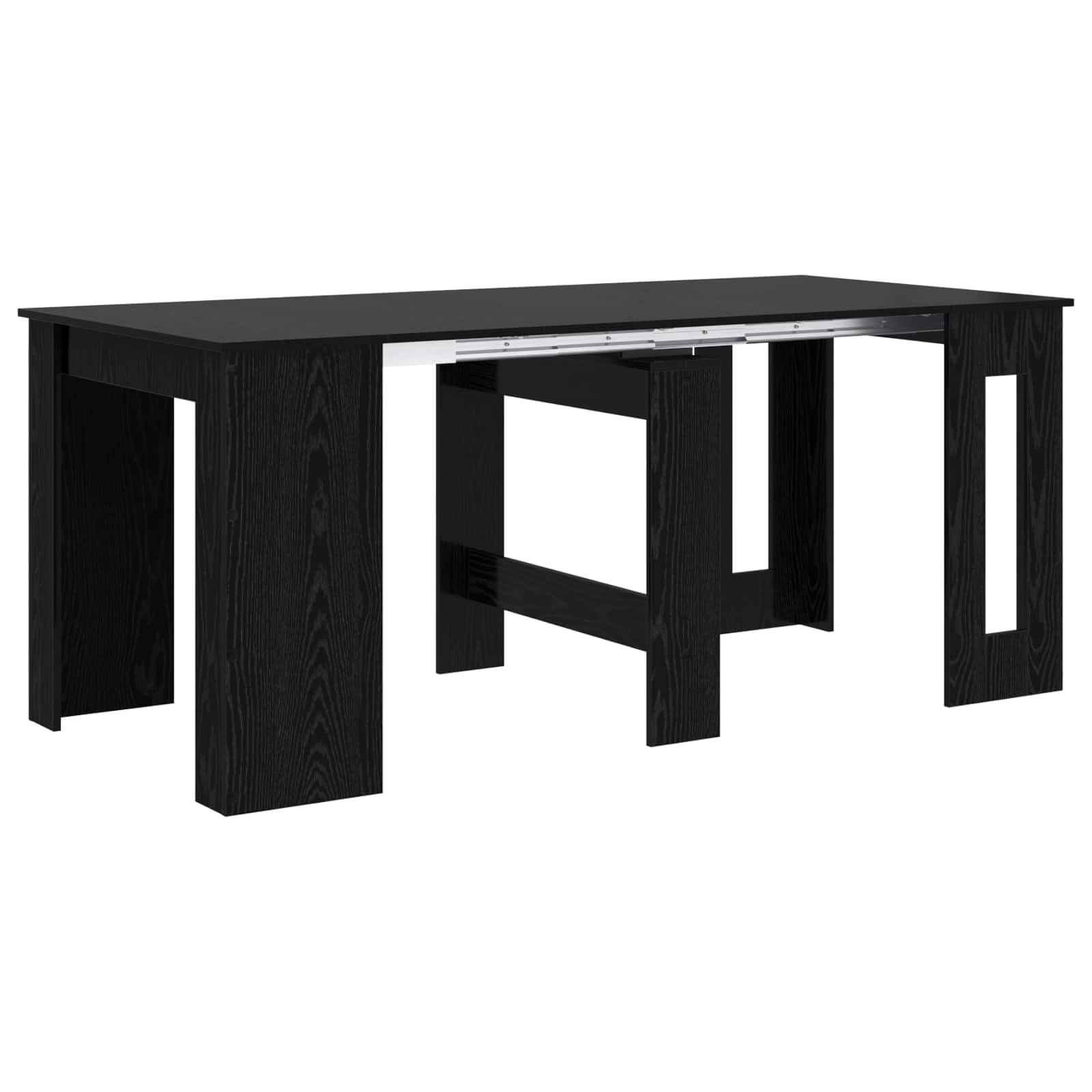 Tavolo da pranzo, 180 x 85 x 75 cm, in legno di rovere nero | Estensibile con meccanismo manuale, impermeabile, versatile come posto di lavoro, facile da pulire