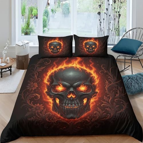 Housse de couette crâne de feu en microfibre haute densité 200x200cm - 4