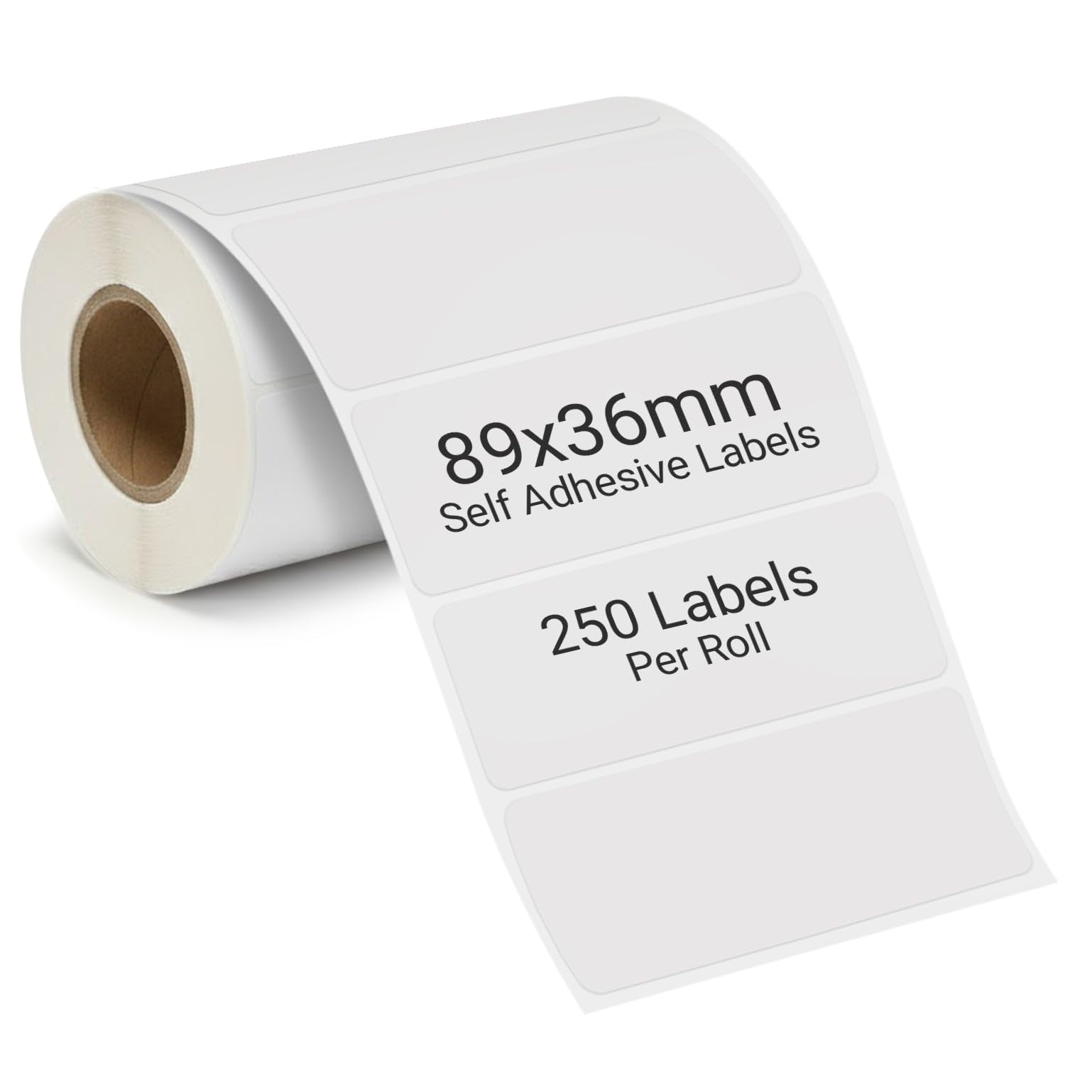 eCompostable Self Adhesive Address Labels 89x36mm, 250 White Sticky Labels Roll for Mailing, [Non Thermal] Packaging & Organisation Labels Stickers