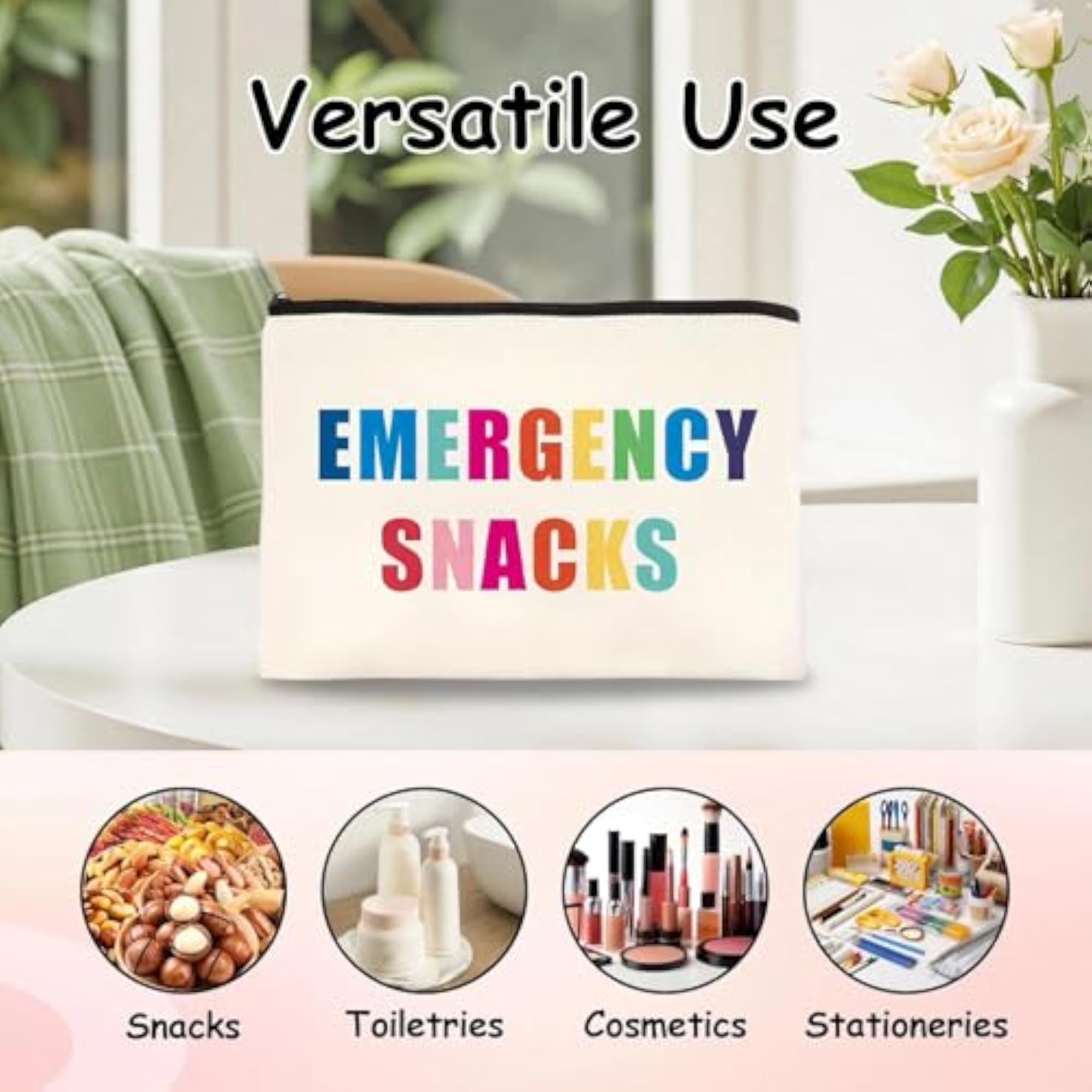 Small Canvas Zipper Snack Bag for Toiletries