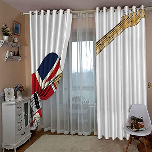 Rideau occultant chambre et salon ambiance musique double rideau blanc 140x260 cm