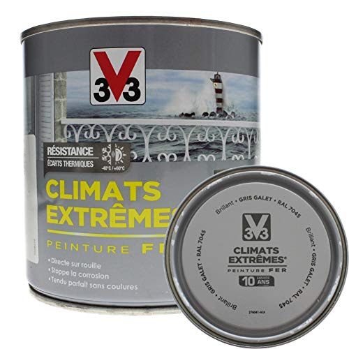 Peinture fer brillant climat extrême 0,5L (gris galet) - Ton : Gris galet