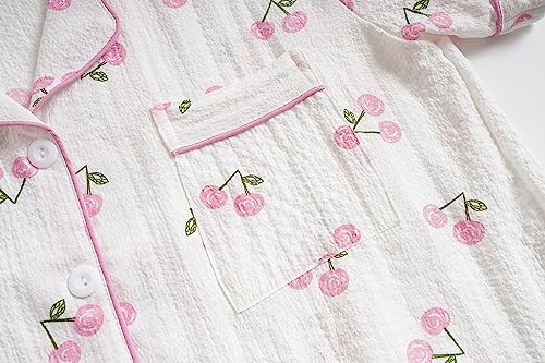 Vopmocld Big Girls Button Down Sleepwear Short Sleeve With Shorts 2PCS Pajama Sets Casual Lapel Loungewear Patterns Printed4