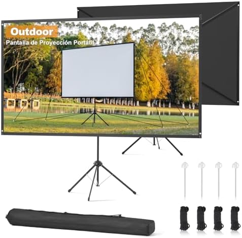 Outdoor Projection Screen, 100 Inch 16:9 Projector Screen with St...