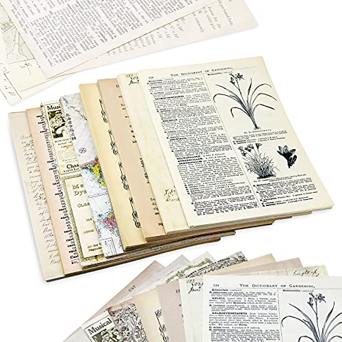 BILLIOTEAM 240 Stück Junk-Tagebuch-Seiten im Vintage-Stil, handgemachtes Scrapbook-Papier, Mathematik-Magazin, Zeitungsnote, Musik, Decoupage-Hintergrund, DIY Handwerk Dekoration (14x20 cm) Cover