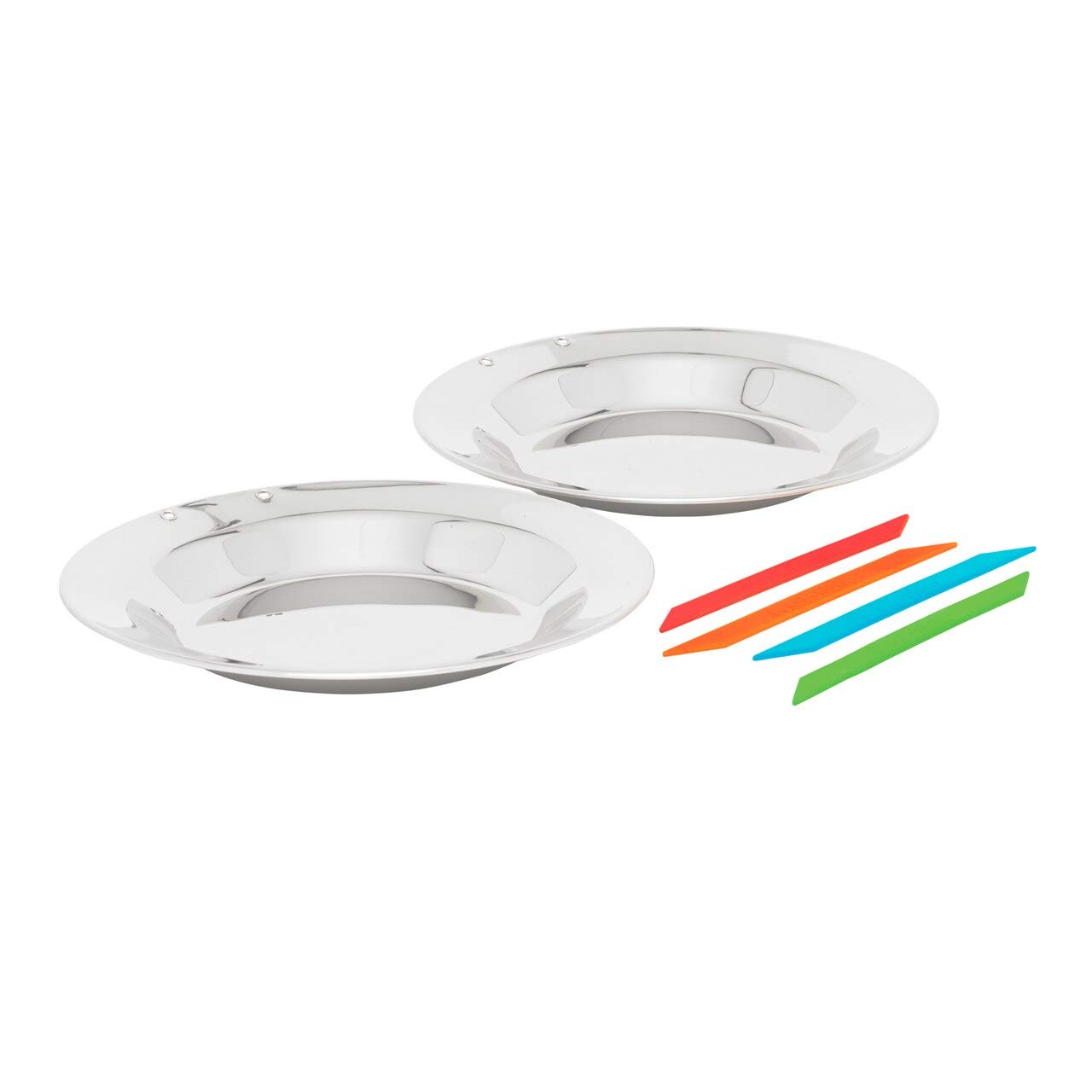 Solo Stove Flex Strap Plates (2 Plate Set) - Stainless Steel Plate Set of Plates with 4 Flex Straps | 8 Inch Stainless Steel Plate Dinnerware Set | Stacking Dish Set Plates for Hiking and Camping