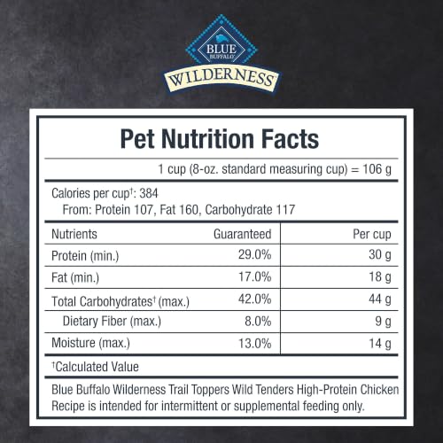 Image of Blue Buffalo Wilderness Trail Toppers Wild Tenders, 30g High Protein Natural Dog Food Topper, High Protein Chicken Recipe, 8 oz. Pouch