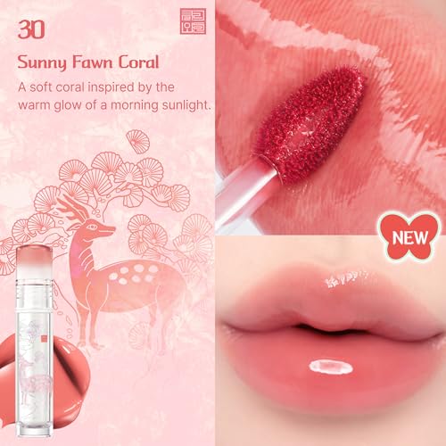 Image of CLIO Crystal Glam Tint Korean Royal Heritage Edition, Glossy Lip Tint with Glass-Like Shine, Lightweight Buildable Lip Stain, Long-Lasting, Non-Sticky, Safe for Sensitive Lips (030 SUNNY FAWN CORAL)