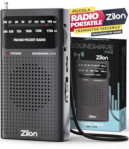 ZILON Radio Portatile Pile Piccola Analogica Transistor FM AM Ingresso Auricolari Kit Emergenza Segnale Eccellente Tascabile Facile Uso Anziani Sport Musica Notizie Batterie AA