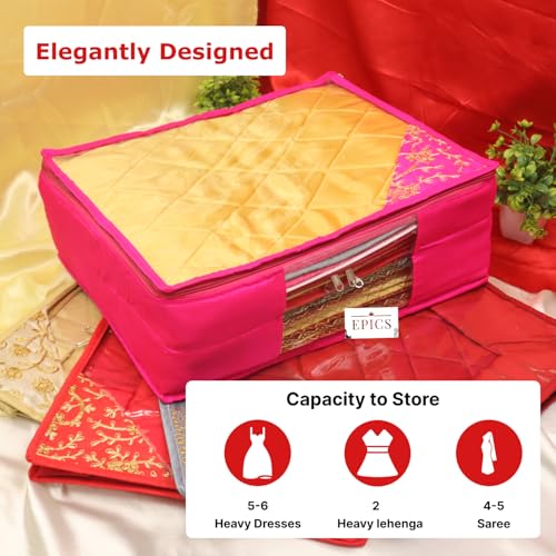 Image of Epics Brings Satin Embrodaiery Designed Saree Cover, Transparent saree cover clothes Cover with Stainless Steel Zip (10)