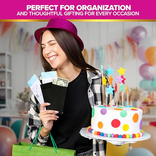 Decorably Pacote com 110 envelopes pretos para dinheiro, envelopes de bilhetes de 8,9 x 16,5 cm, env