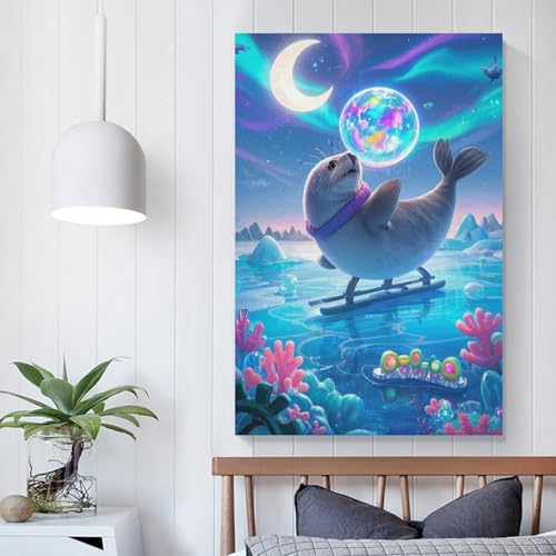 Cuadros decoracion de foca en lienzo de alta definicion para dormitorio 5