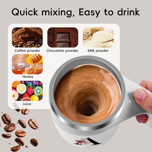 Initial Magnetic Stirring Coffee Mug Stainless Travel Cup Stainless Steel Leackproof Cup Camping Taza Cafe Regalos Cumpleaños Navidad Para Mujer Mama Abuela Mi Novia Maestra 14 Febrero San Valentín,C by MNZZ - Used condition - Image 3