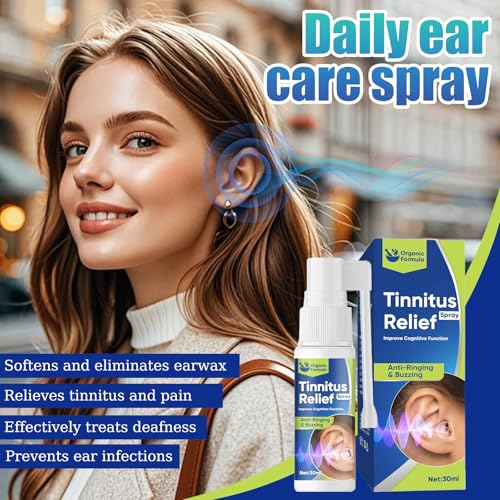 Tinnitus Spray Zur Linderung Von Ohrgeräuschen, Ohrentropfen Entzündung Menschen, 30ml Ohrenspray Gegen Klingeln & Rauschen, Zur Verbesserung Der Hörfunktion Und Reinigung Der Ohren, 1 Flasche