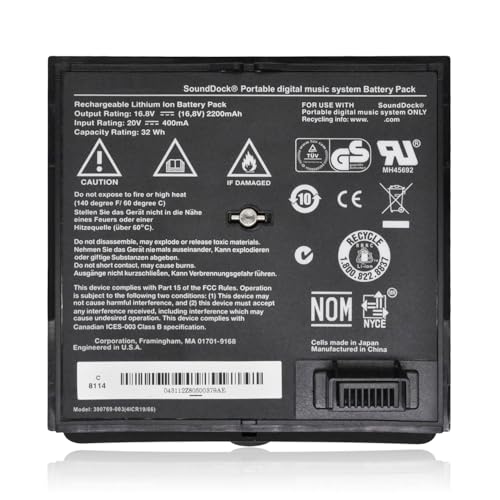 DFTIM 300769-003 Battery for Bose Sounddock Portable Digital Music System SoundLink Air Series 300769-002 300769-004 300769-001 300770-001 4ICR19/66 16.8V 2200mAh 32Wh (Black)