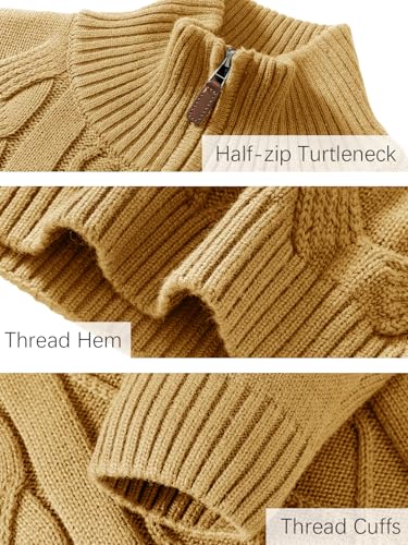 Les umes Mens Quarter Zip Sweater Cotton Mock Neck Pullover Sweaters Warm Long Sleeve Cable Knitted Jumper4
