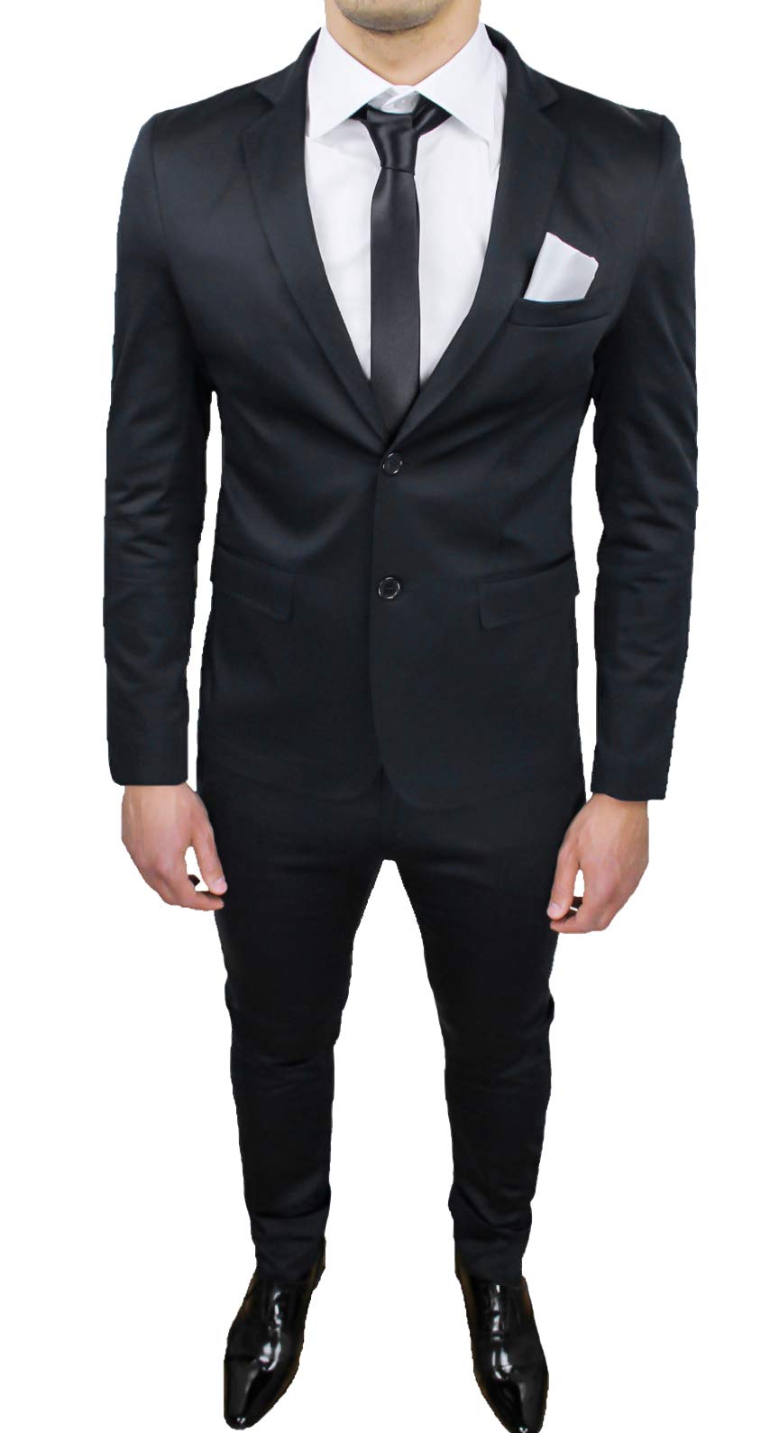Abito Uomo Sartoriale Nero in Raso Completo Smoking Elegante Cerimonia