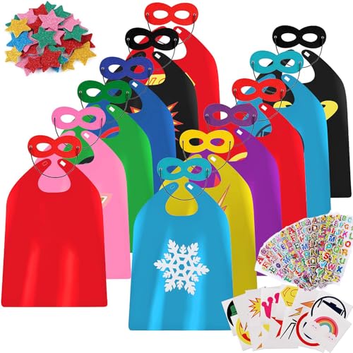 vamei 12 peças disfarce super-herói camadas e máscaras para Halloween Natal carnaval festa aniversário jogos presentes para crianças