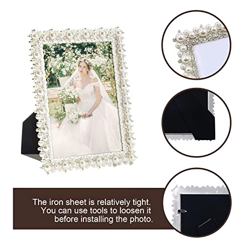 5X7 Picture Frame With Pearl And Crystal Decor Wedding Photo Frame For Tabletop Display, 5 By 7 Inch Frame For Mother's Day, Valentines Day, Friends #TOP4