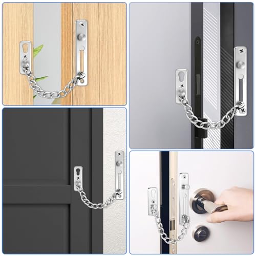 Die Diebstahlsicherungskette Chain Door Lock Türschutz Sicherheitsschloss Kettenschlösser Tür Sicherheitskette Kettenschloss für Innentüren Diebstahlsichere Sicherheitsschlösser mit 4 Schrauben