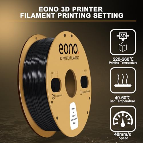 Eono PETG Filament 1,75 mm für 3D-Drucker, 1 kg schwarz